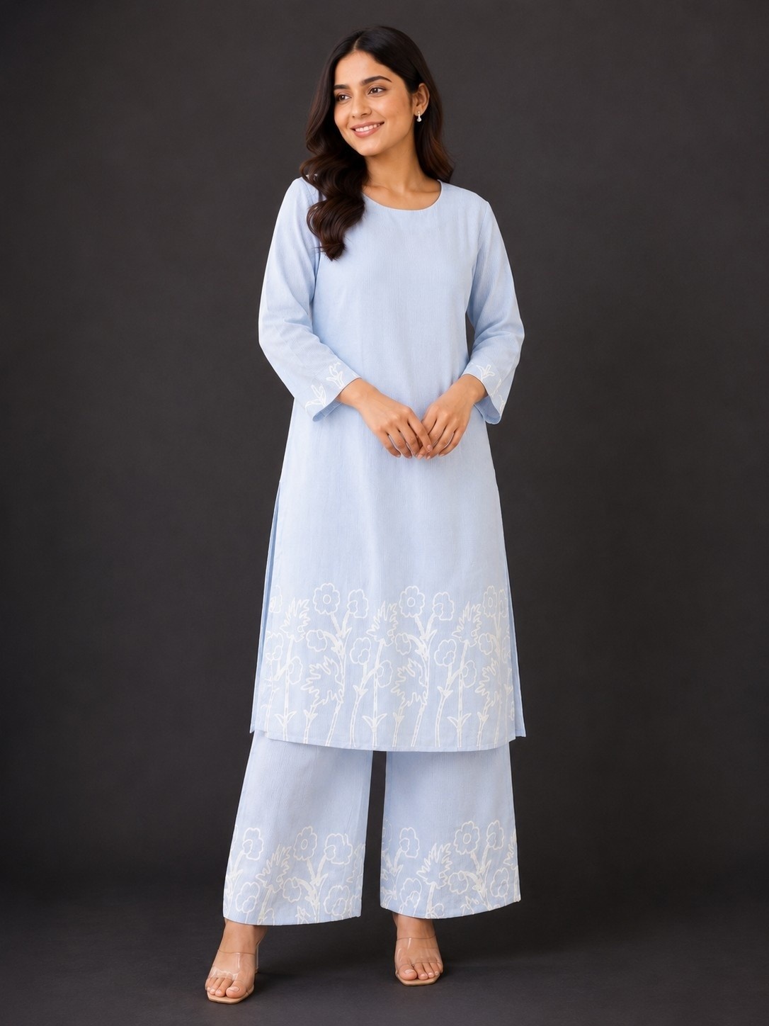 Powder Blue with floral prints