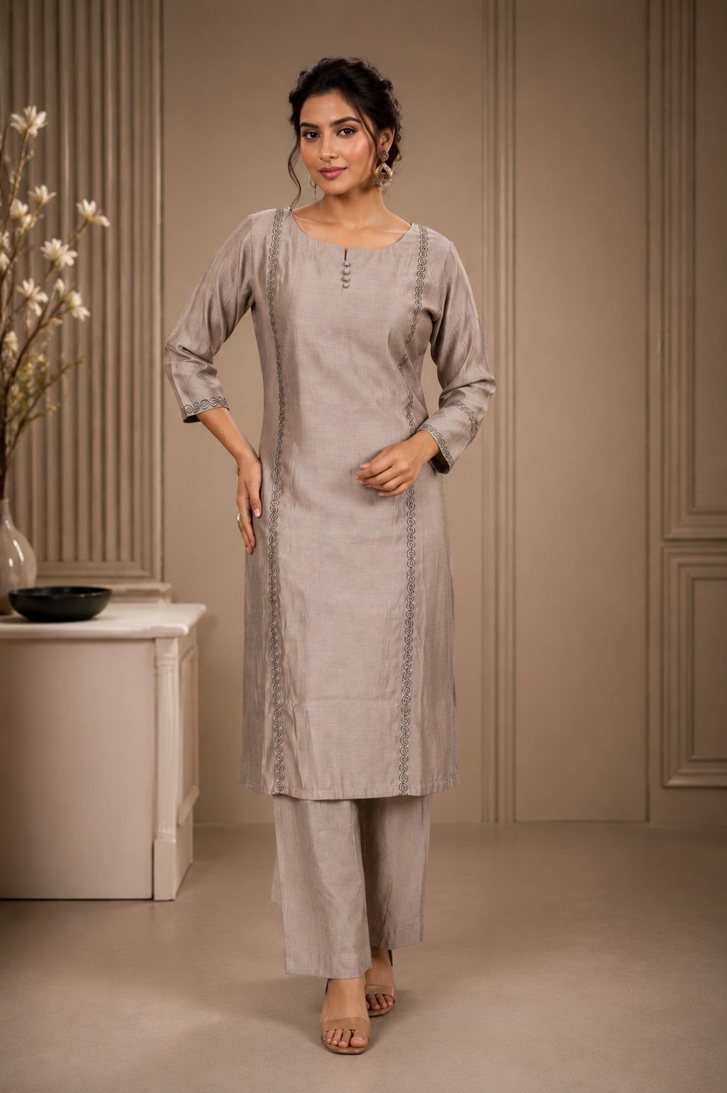 Soft Purple with minimal embroidery